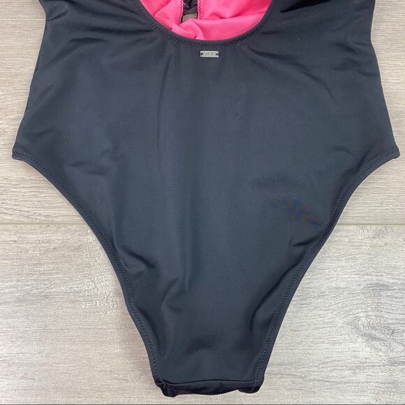 Pink Victoria’s Secret Black Tie Front One Piece Swimsuit Sz.S - Picture 10 of 13